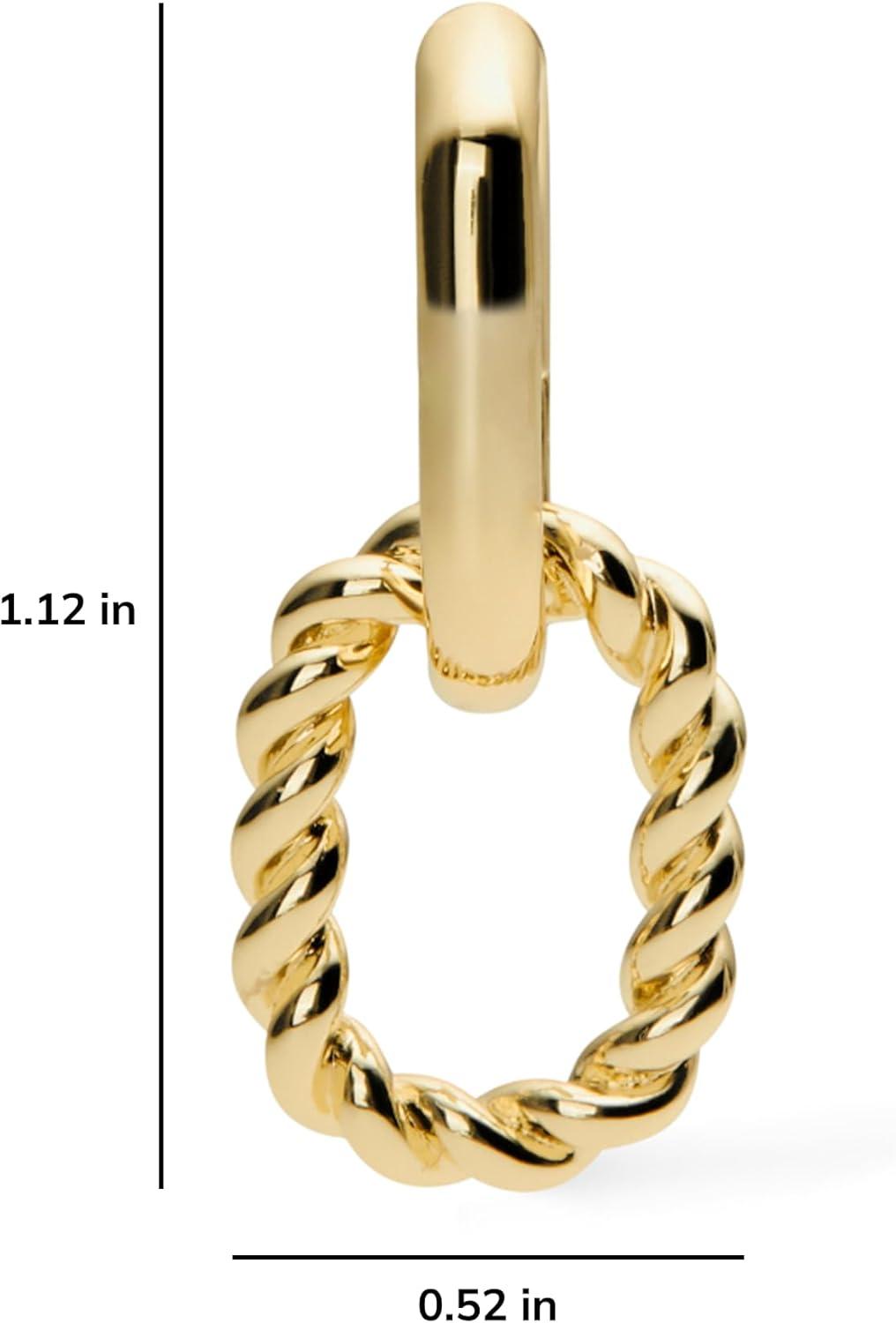 imageAna Luisa Ash Double Hoop Earrings for Women 14K Gold Plated Silver amp TwoTone Drop Dangle Hoop Earring Trendy Paperclip Link Huggie Hoop Hypoallergenic WaterResistant amp TarnishFree JewelryGold Twisted