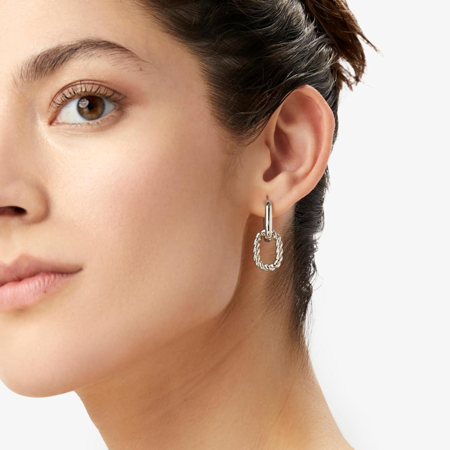 imageAna Luisa Ash Double Hoop Earrings for Women 14K Gold Plated Silver amp TwoTone Drop Dangle Hoop Earring Trendy Paperclip Link Huggie Hoop Hypoallergenic WaterResistant amp TarnishFree JewelrySilver Twisted