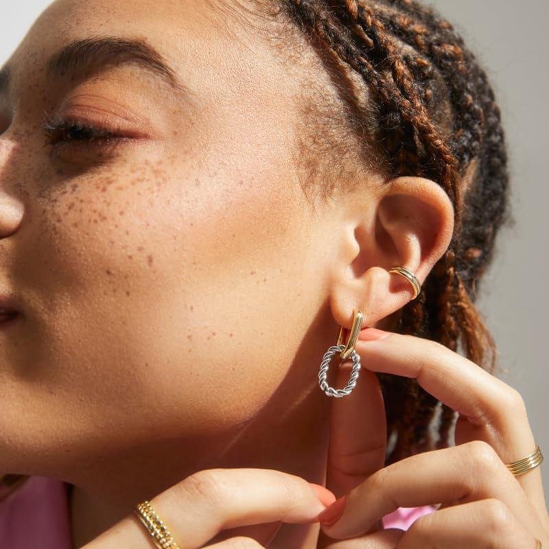 imageAna Luisa Ash Double Hoop Earrings for Women 14K Gold Plated Silver amp TwoTone Drop Dangle Hoop Earring Trendy Paperclip Link Huggie Hoop Hypoallergenic WaterResistant amp TarnishFree JewelryTwo Toned