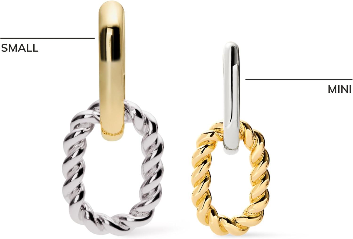 imageAna Luisa Ash Double Hoop Earrings for Women 14K Gold Plated Silver amp TwoTone Drop Dangle Hoop Earring Trendy Paperclip Link Huggie Hoop Hypoallergenic WaterResistant amp TarnishFree JewelryTwo Toned