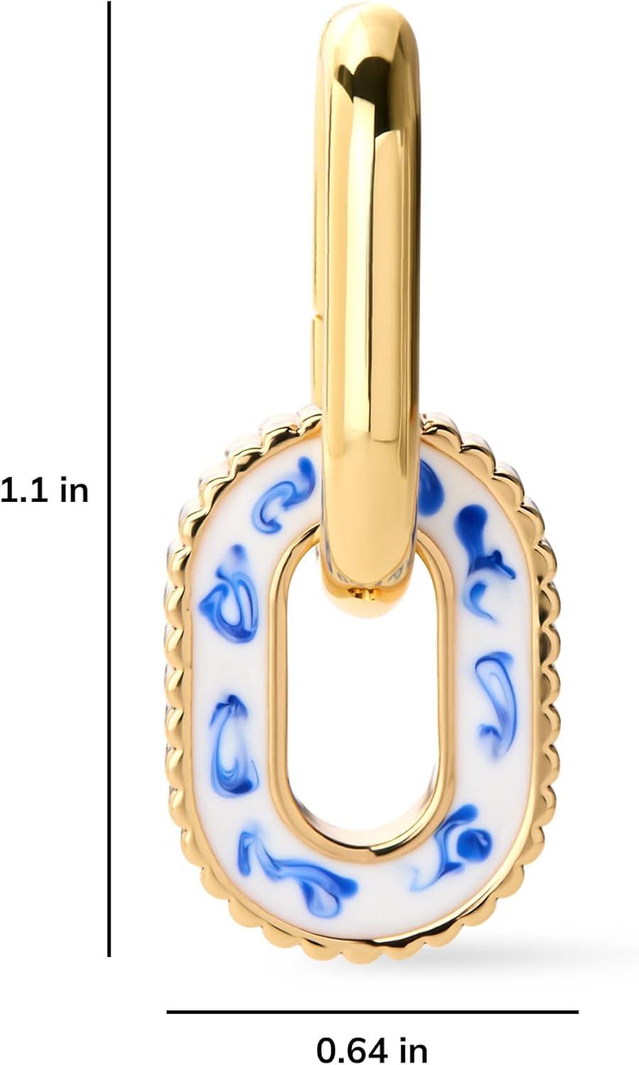 imageAna Luisa Ash Double Hoop Earrings for Women 14K Gold Plated Silver amp TwoTone Drop Dangle Hoop Earring Trendy Paperclip Link Huggie Hoop Hypoallergenic WaterResistant amp TarnishFree JewelryBlue Marble