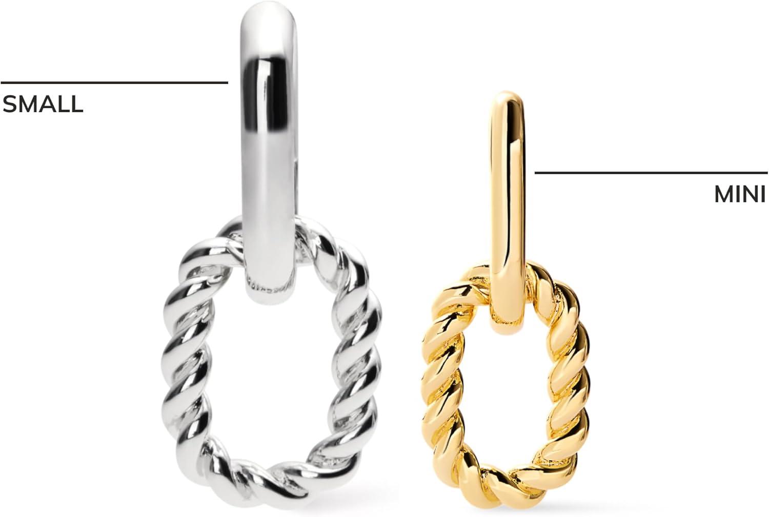 imageAna Luisa Ash Double Hoop Earrings for Women 14K Gold Plated Silver amp TwoTone Drop Dangle Hoop Earring Trendy Paperclip Link Huggie Hoop Hypoallergenic WaterResistant amp TarnishFree JewelrySilver Twisted