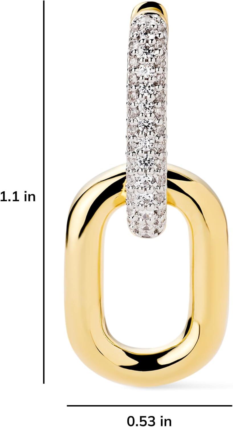 imageAna Luisa Ash Double Hoop Earrings for Women 14K Gold Plated Silver amp TwoTone Drop Dangle Hoop Earring Trendy Paperclip Link Huggie Hoop Hypoallergenic WaterResistant amp TarnishFree JewelryGold Pave