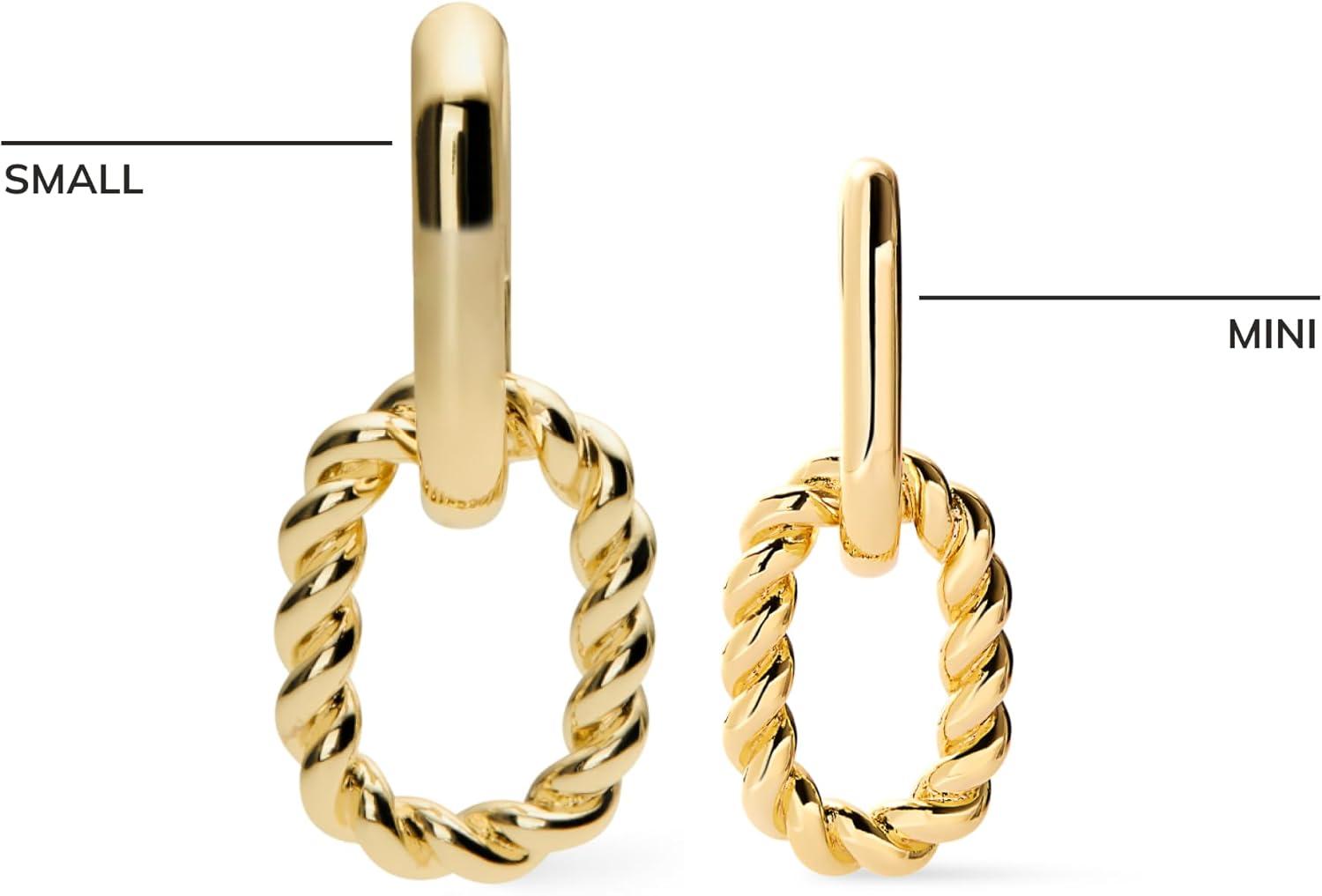 imageAna Luisa Ash Double Hoop Earrings for Women 14K Gold Plated Silver amp TwoTone Drop Dangle Hoop Earring Trendy Paperclip Link Huggie Hoop Hypoallergenic WaterResistant amp TarnishFree JewelryGold Twisted