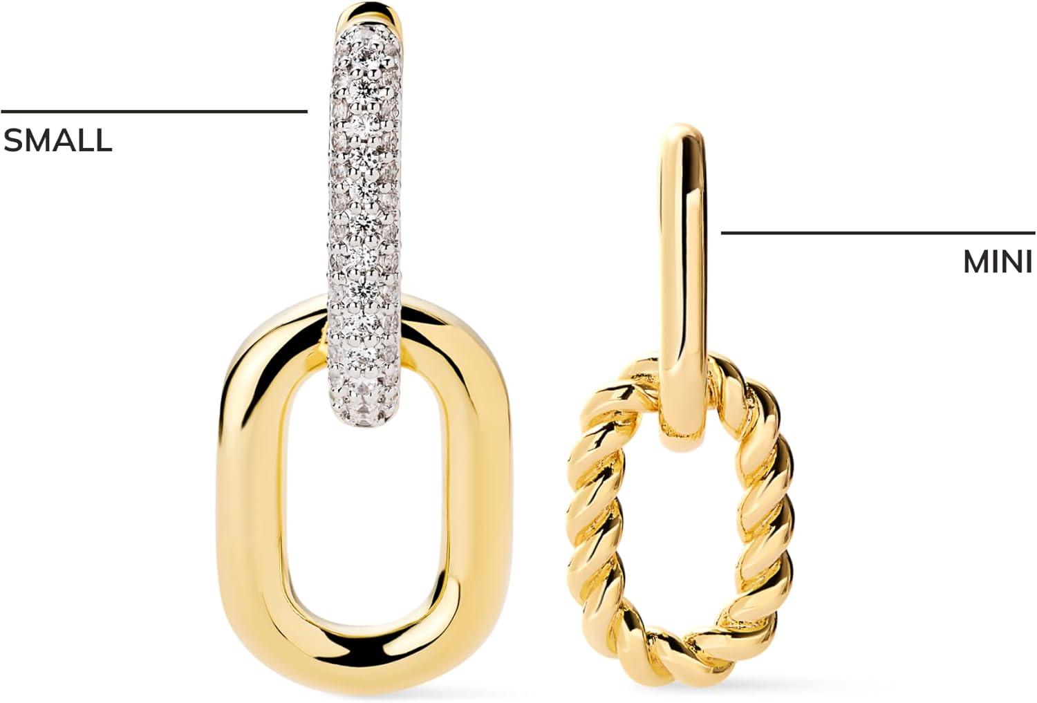 imageAna Luisa Ash Double Hoop Earrings for Women 14K Gold Plated Silver amp TwoTone Drop Dangle Hoop Earring Trendy Paperclip Link Huggie Hoop Hypoallergenic WaterResistant amp TarnishFree JewelryGold Pave