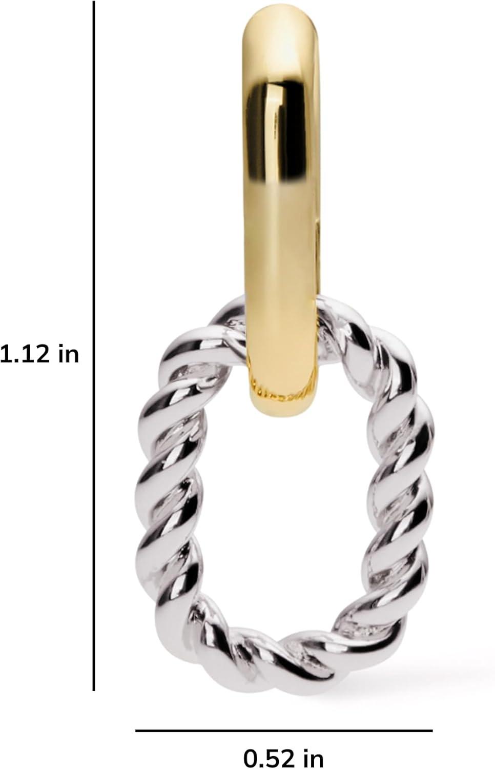 imageAna Luisa Ash Double Hoop Earrings for Women 14K Gold Plated Silver amp TwoTone Drop Dangle Hoop Earring Trendy Paperclip Link Huggie Hoop Hypoallergenic WaterResistant amp TarnishFree JewelryTwo Toned