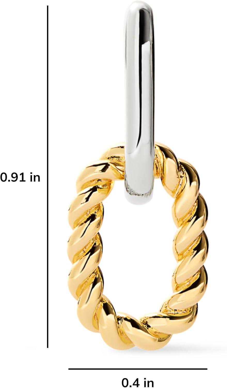 imageAna Luisa Ash Double Hoop Earrings for Women 14K Gold Plated Silver amp TwoTone Drop Dangle Hoop Earring Trendy Paperclip Link Huggie Hoop Hypoallergenic WaterResistant amp TarnishFree JewelryTwo Toned