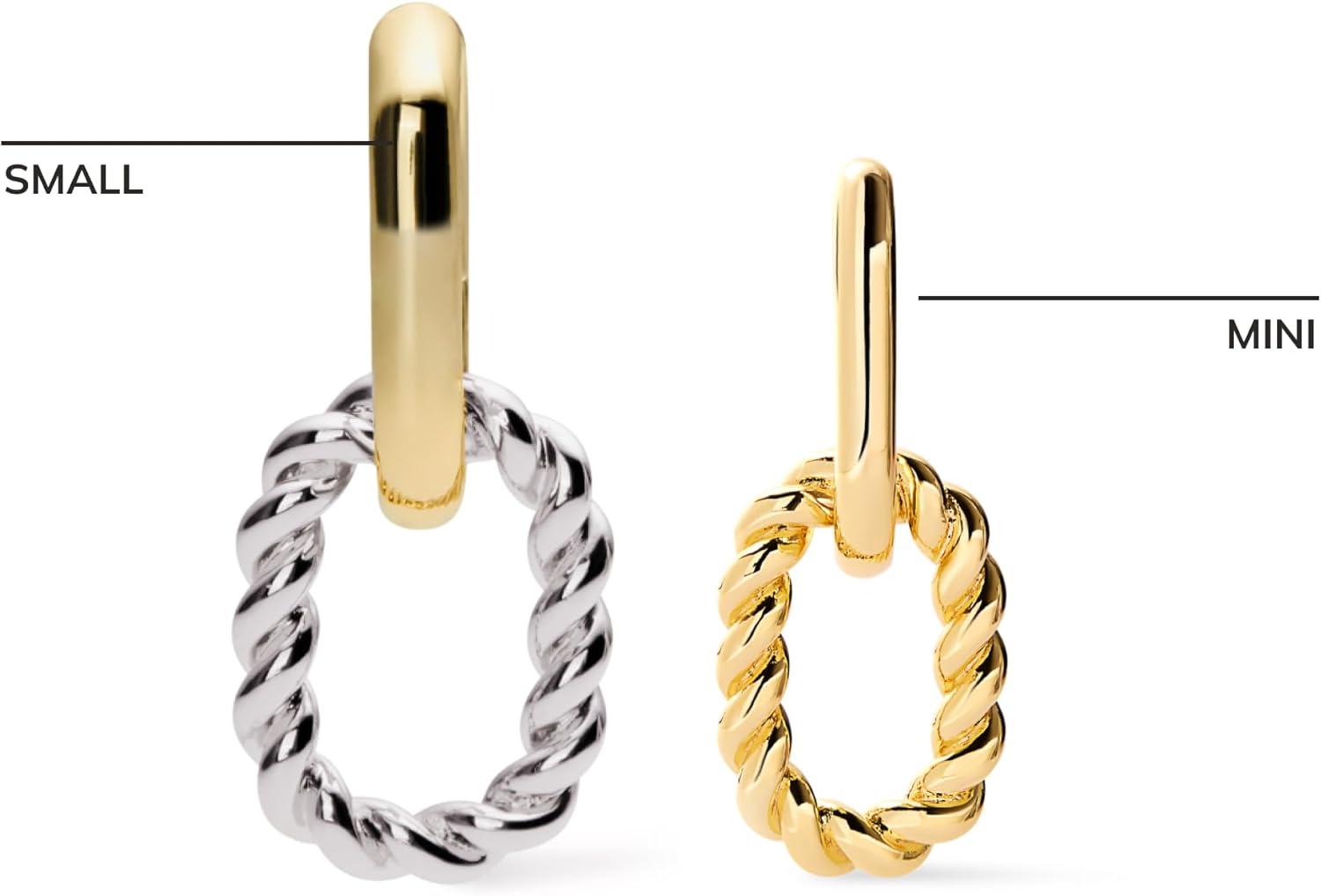 imageAna Luisa Ash Double Hoop Earrings for Women 14K Gold Plated Silver amp TwoTone Drop Dangle Hoop Earring Trendy Paperclip Link Huggie Hoop Hypoallergenic WaterResistant amp TarnishFree JewelryTwo Toned