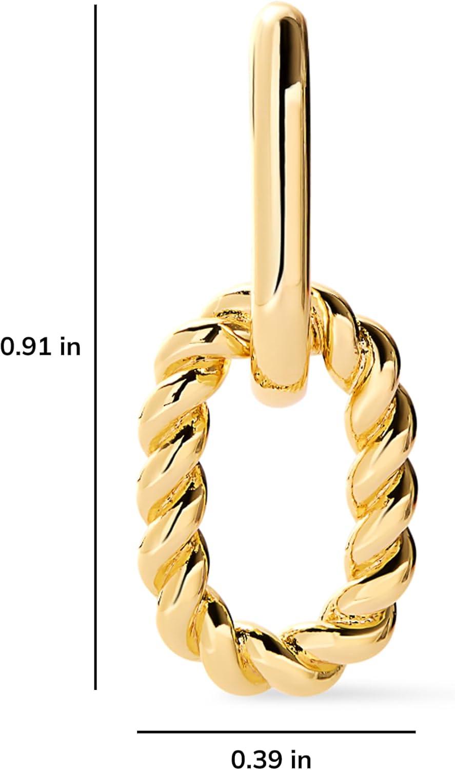 imageAna Luisa Ash Double Hoop Earrings for Women 14K Gold Plated Silver amp TwoTone Drop Dangle Hoop Earring Trendy Paperclip Link Huggie Hoop Hypoallergenic WaterResistant amp TarnishFree JewelryGold Twisted