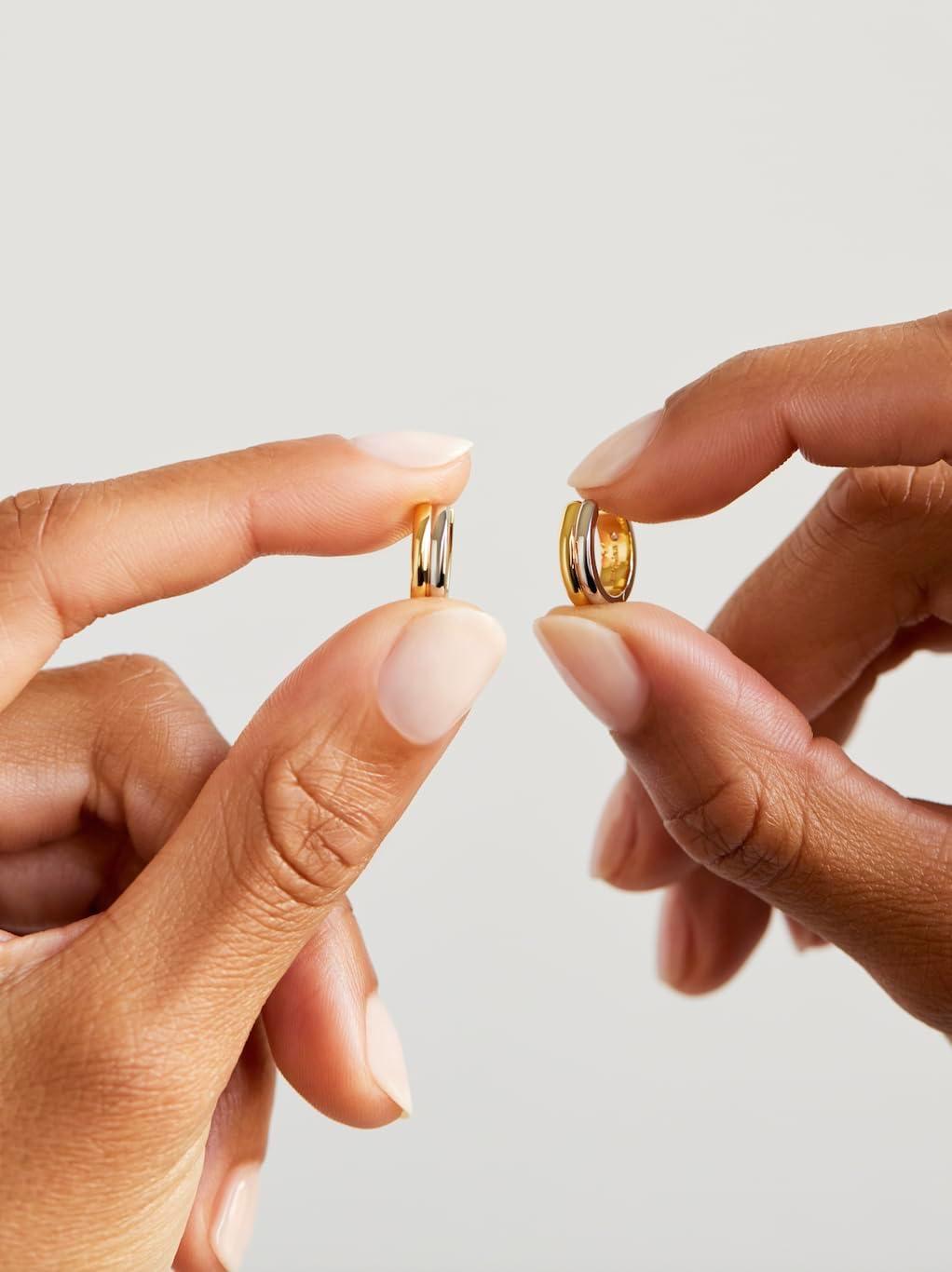 imageAna Luisa Asher Small Huggie Hoop Earrings for Women 14K Gold Plated Silver Rhodium Plated and Two Tone Styles Hypoallergenic TarnishFree Ana Luisa Jewelry Stylish Gold Hoop EarringsHuggie Hoop Two Tone