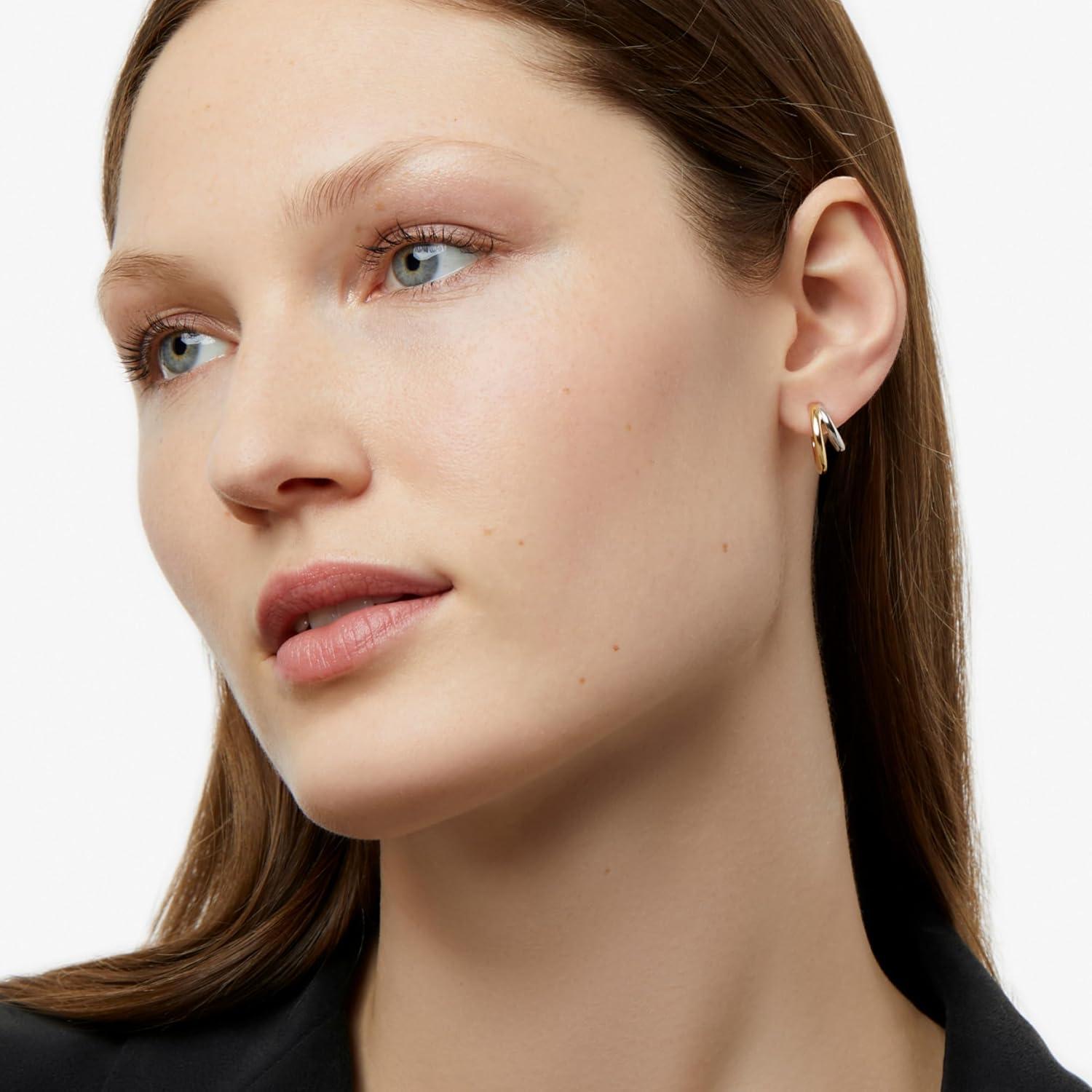 imageAna Luisa Double Hoop Earrings for Women 14K Gold Plated amp Silver Rhodium Huggie Hoops Hypoallergenic WaterResistant TarnishFree Small Dainty amp Trendy Two Hoop Earring StylesTwo Tone