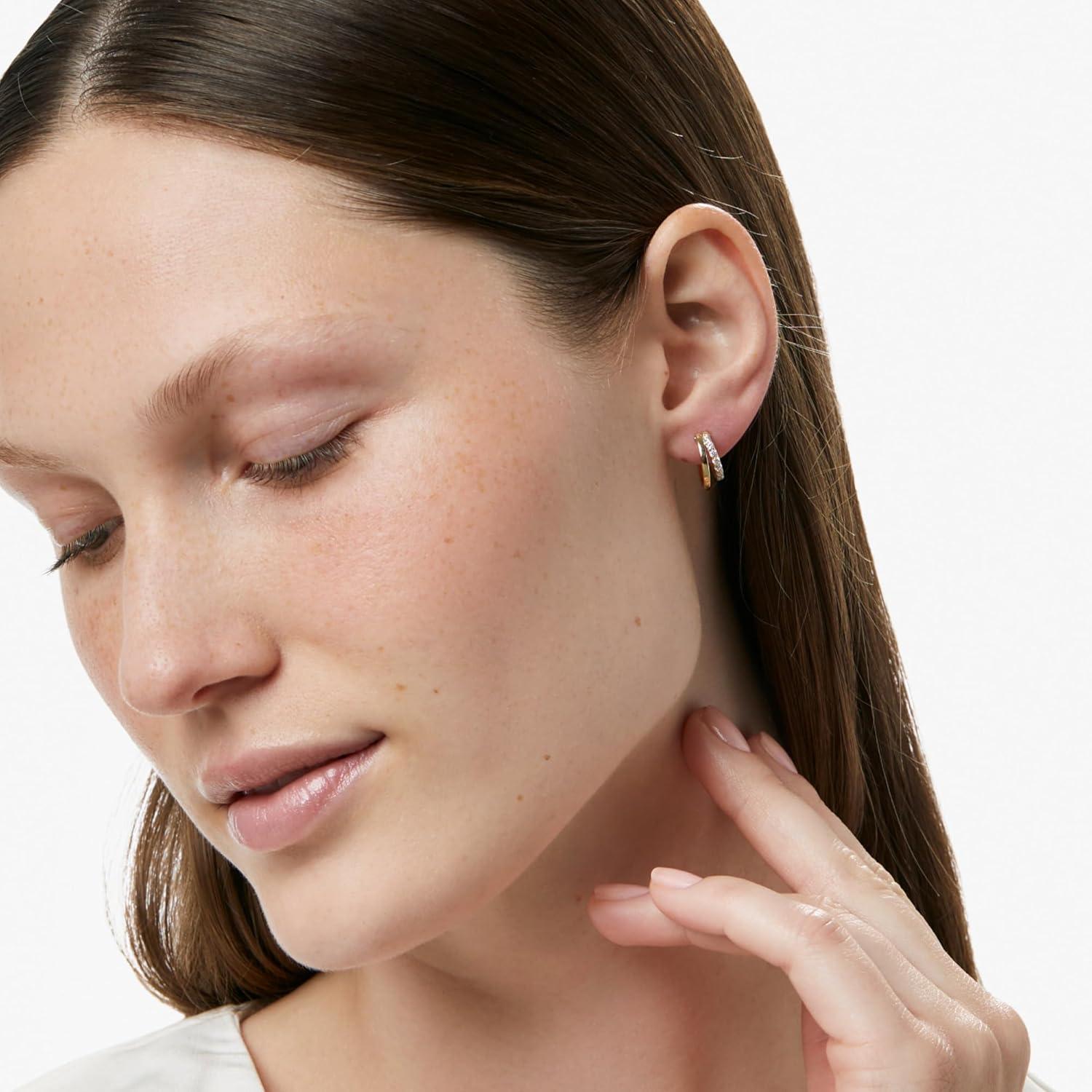 imageAna Luisa Double Hoop Earrings for Women 14K Gold Plated amp Silver Rhodium Huggie Hoops Hypoallergenic WaterResistant TarnishFree Small Dainty amp Trendy Two Hoop Earring StylesGold Cubic Zirconia