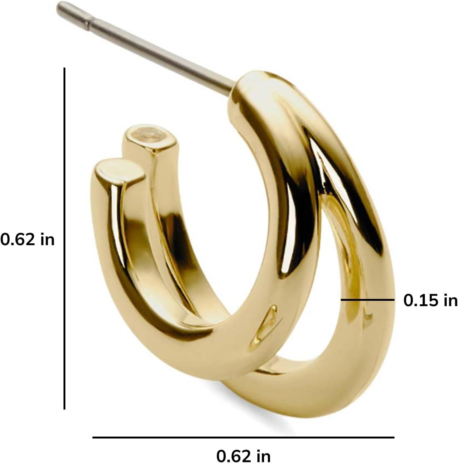 imageAna Luisa Double Hoop Earrings for Women 14K Gold Plated amp Silver Rhodium Huggie Hoops Hypoallergenic WaterResistant TarnishFree Small Dainty amp Trendy Two Hoop Earring StylesGold