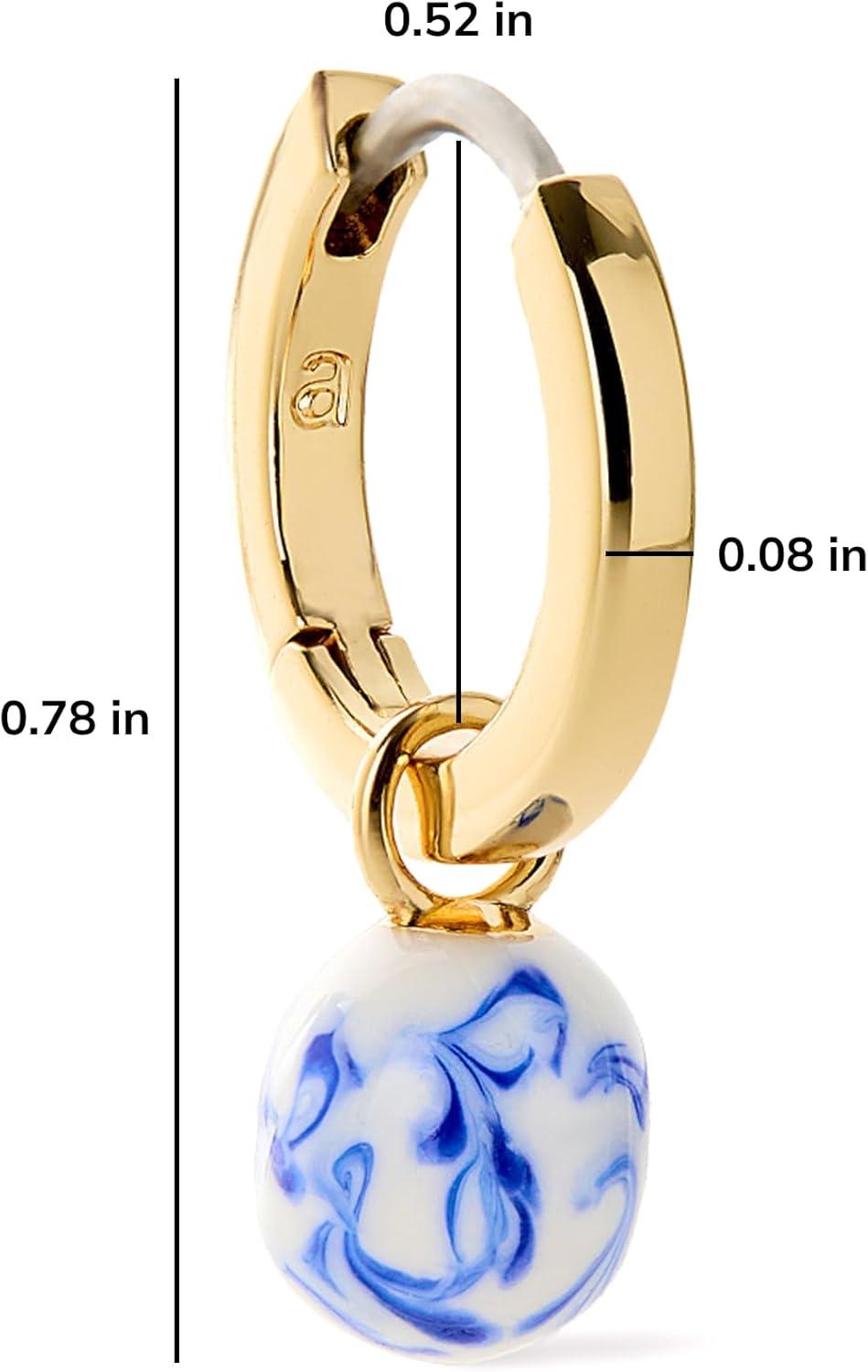 imageAna Luisa Frida Pearl Jewelry Huggie Hoops Medium amp Small 14K Gold Plated amp Silver Rhodium Plated Drop Hoop Earrings with Freshwater Pearls 2in1 Hypoallergenic WaterResistant TarnishFree HoopMarble Blue