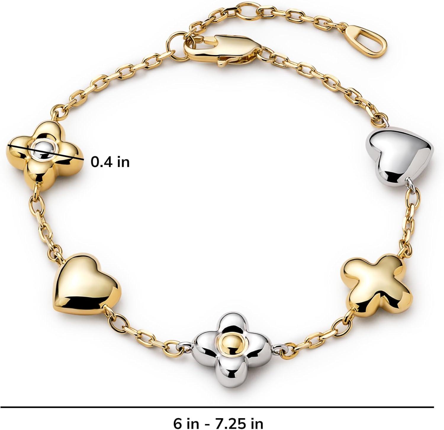 imageAna Luisa Gold Bracelets for Women 14K Gold Plated Dainty Chain wPearl Heart amp Flower Cuff Bracelet Styles Hypoallergenic WaterResistant TarnishFree Jewelry Adjustable Bracelets for WomenAzuraGoldSilver