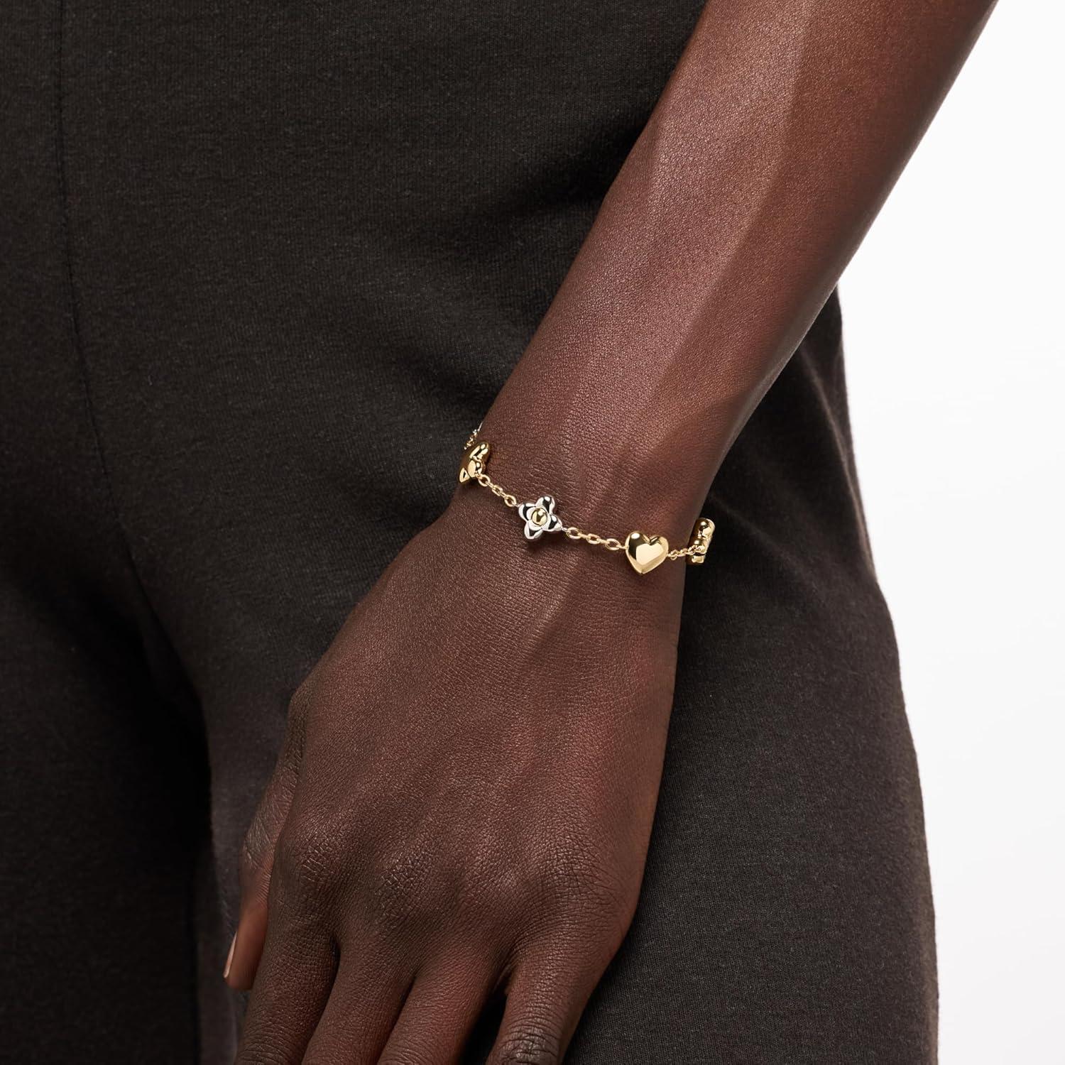 imageAna Luisa Gold Bracelets for Women 14K Gold Plated Dainty Chain wPearl Heart amp Flower Cuff Bracelet Styles Hypoallergenic WaterResistant TarnishFree Jewelry Adjustable Bracelets for WomenAzuraGoldSilver