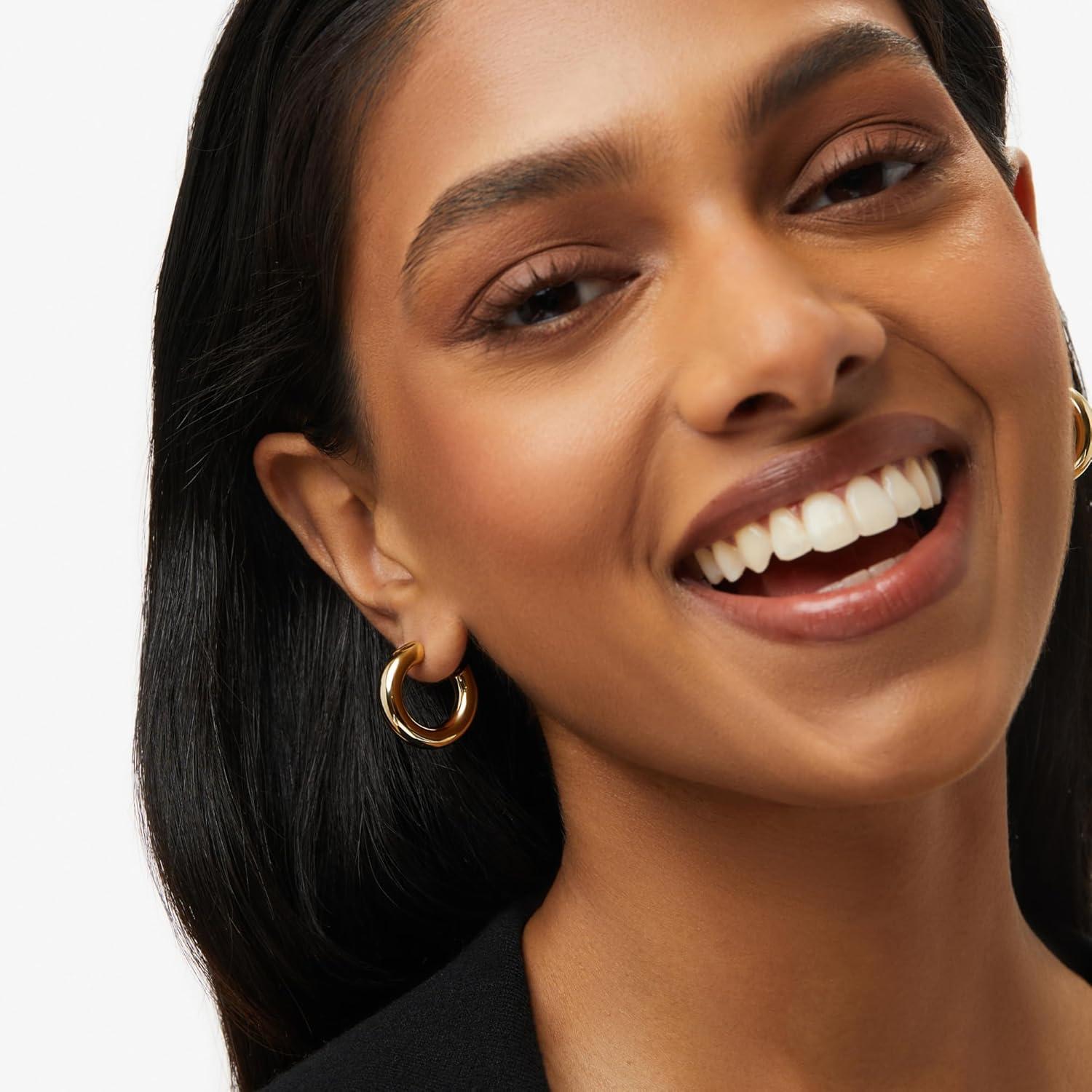 imageAna Luisa Hoop Earrings for Women 14K Gold Plated amp Silver Rhodium Plated Assorted Earring Styles Dainty Small Gold Hoop Earrings Hypoallergenic TarnishFree JewelryBlack