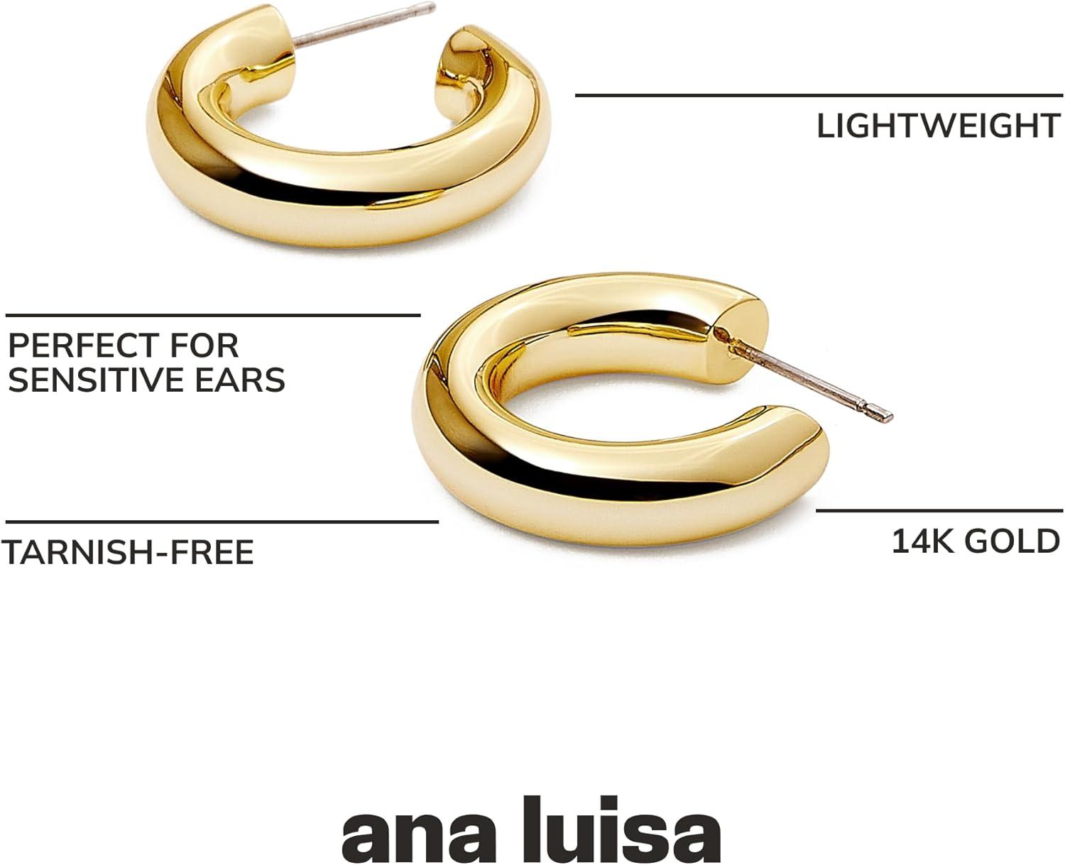 imageAna Luisa Hoop Earrings for Women 14K Gold Plated amp Silver Rhodium Plated Assorted Earring Styles Dainty Small Gold Hoop Earrings Hypoallergenic TarnishFree JewelryBlack