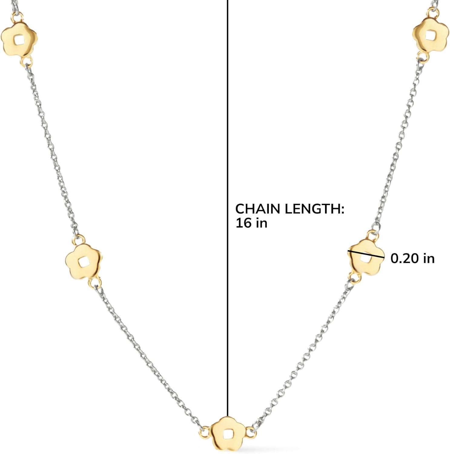 imageAna Luisa Jewelry Gold Plated Chain Necklaces for Women Assorted 14K Gold Plated Styles Hypoallergenic Jewelry Dainty Layering amp Trendy Necklace Styles with Herringbone amp Paperclip DesignsFlower Two Tone