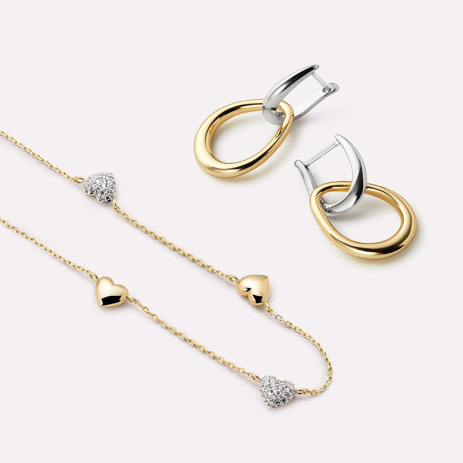 imageAna Luisa Jewelry Gold Plated Chain Necklaces for Women Assorted 14K Gold Plated Styles Hypoallergenic Jewelry Dainty Layering amp Trendy Necklace Styles with Herringbone amp Paperclip DesignsHeart Gold Pave