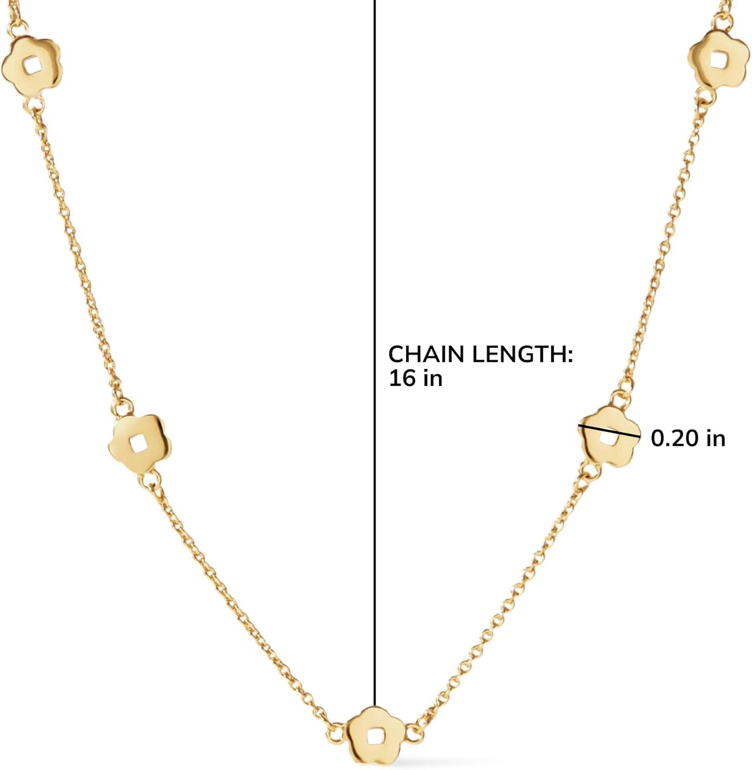 imageAna Luisa Jewelry Gold Plated Chain Necklaces for Women Assorted 14K Gold Plated Styles Hypoallergenic Jewelry Dainty Layering amp Trendy Necklace Styles with Herringbone amp Paperclip DesignsFlower Gold