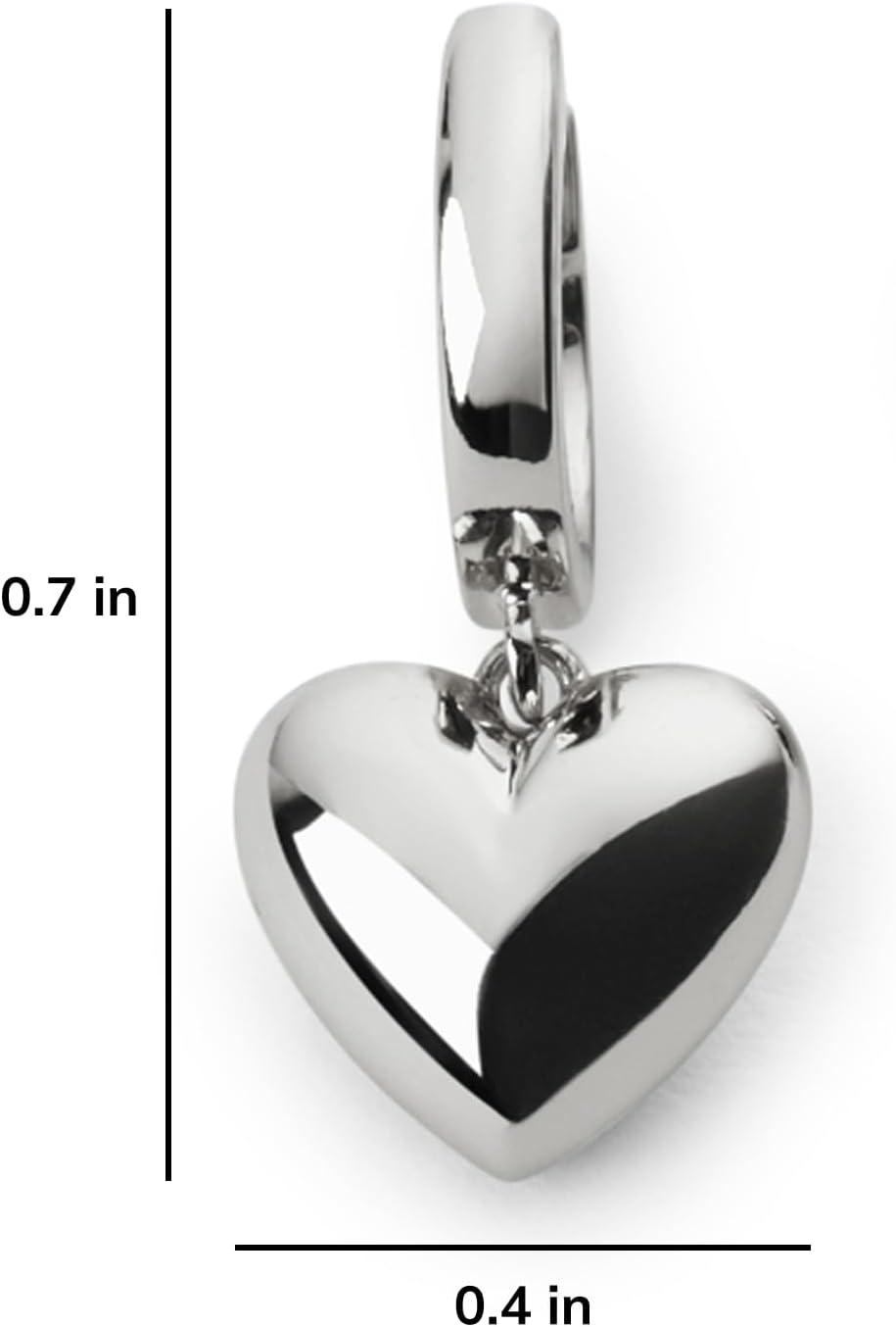 imageAna Luisa Puffed Heart Earrings Heart Charm Huggie Hoops and Earring Stud Styles Dainty 14K Gold Plated Silver Rhodium Plated amp Mixed Metal Silver amp Gold Earrings Hypoallergenic WaterResistantSilver Huggie Hoop