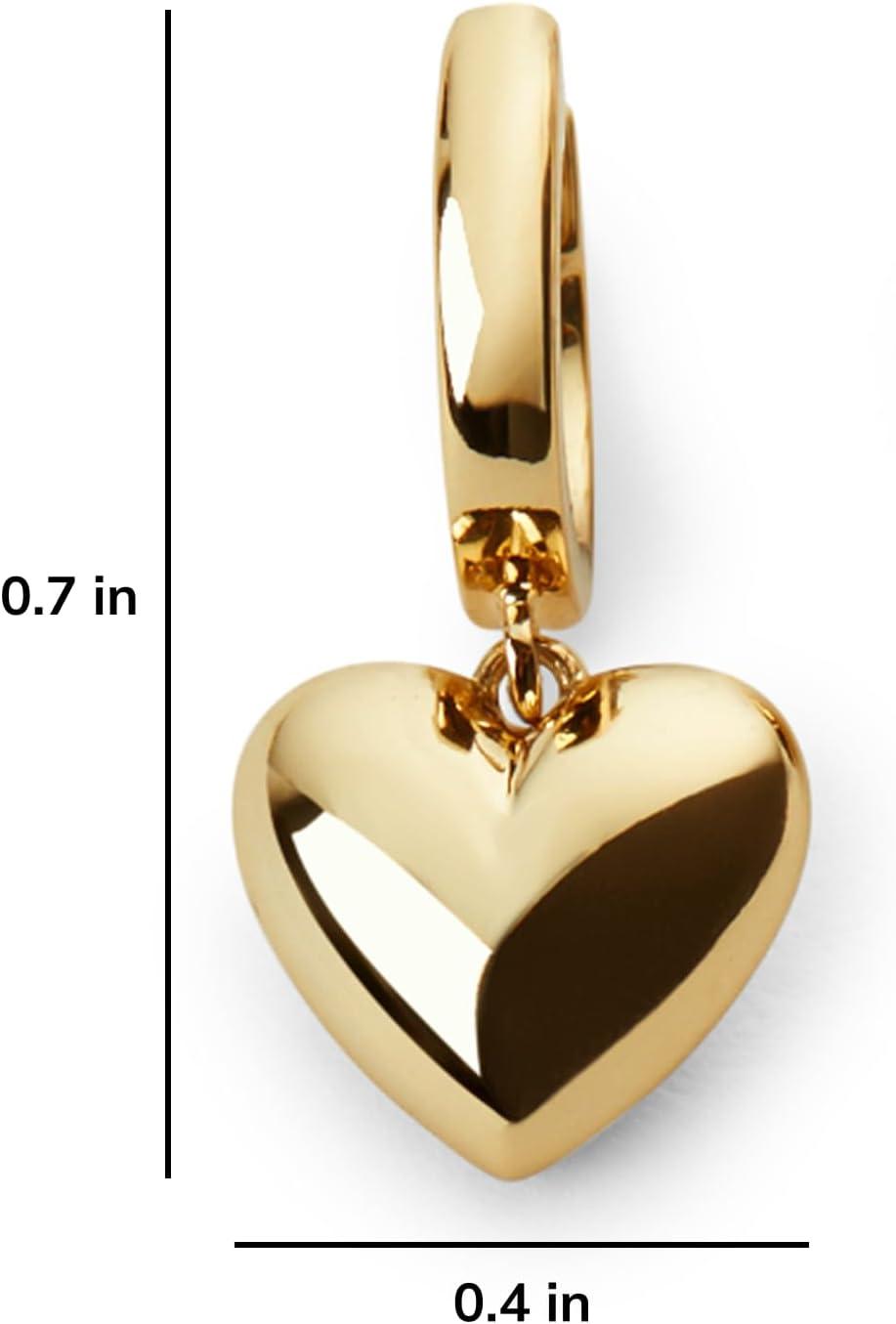 imageAna Luisa Puffed Heart Earrings Heart Charm Huggie Hoops and Earring Stud Styles Dainty 14K Gold Plated Silver Rhodium Plated amp Mixed Metal Silver amp Gold Earrings Hypoallergenic WaterResistantGold Huggie Hoop