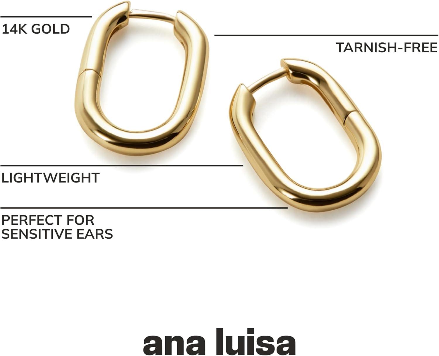 imageAna Luisa Rox Rectangle Hoop Earrings for Women Chic Small amp Mini 14K Gold Plated Hoop Trendy Earrings amp Silver Rhodium Plated Huggie Hoops Hypoallergenic TarnishFree WaterResistant Huggie HoopsSmallGold