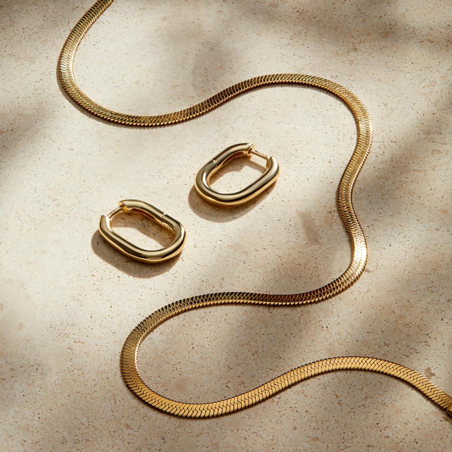 imageAna Luisa Rox Rectangle Hoop Earrings for Women Chic Small amp Mini 14K Gold Plated Hoop Trendy Earrings amp Silver Rhodium Plated Huggie Hoops Hypoallergenic TarnishFree WaterResistant Huggie HoopsSmallGold