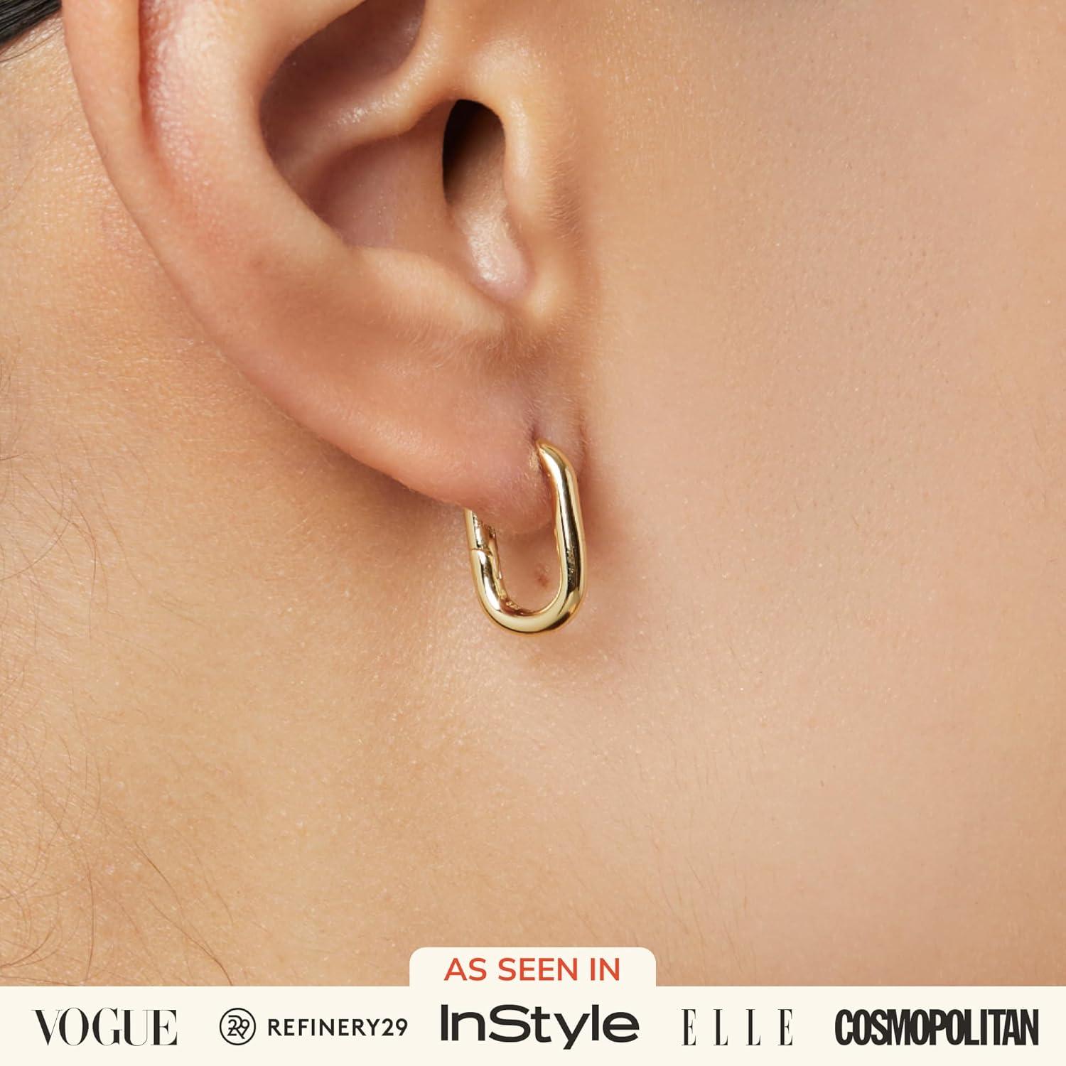 imageAna Luisa Rox Rectangle Hoop Earrings for Women Chic Small amp Mini 14K Gold Plated Hoop Trendy Earrings amp Silver Rhodium Plated Huggie Hoops Hypoallergenic TarnishFree WaterResistant Huggie HoopsMiniGold