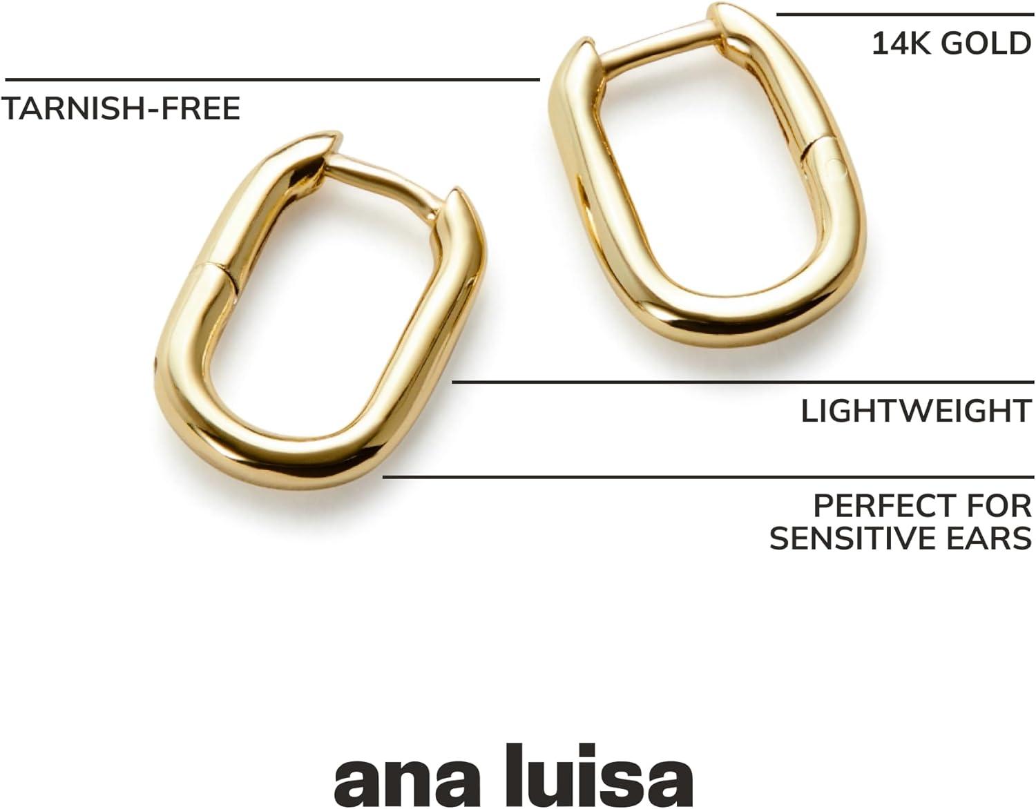imageAna Luisa Rox Rectangle Hoop Earrings for Women Chic Small amp Mini 14K Gold Plated Hoop Trendy Earrings amp Silver Rhodium Plated Huggie Hoops Hypoallergenic TarnishFree WaterResistant Huggie HoopsMiniGold