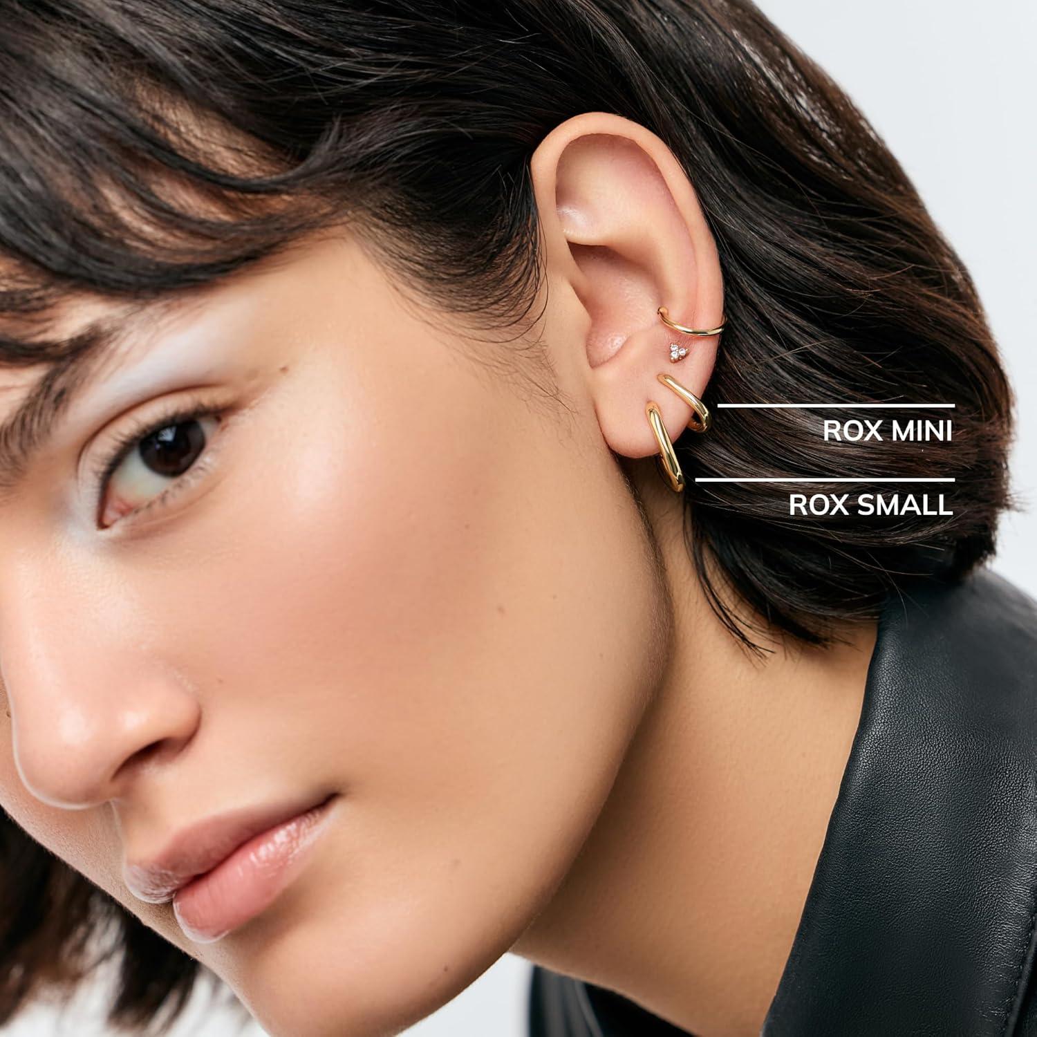 imageAna Luisa Rox Rectangle Hoop Earrings for Women Chic Small amp Mini 14K Gold Plated Hoop Trendy Earrings amp Silver Rhodium Plated Huggie Hoops Hypoallergenic TarnishFree WaterResistant Huggie HoopsSmallGold