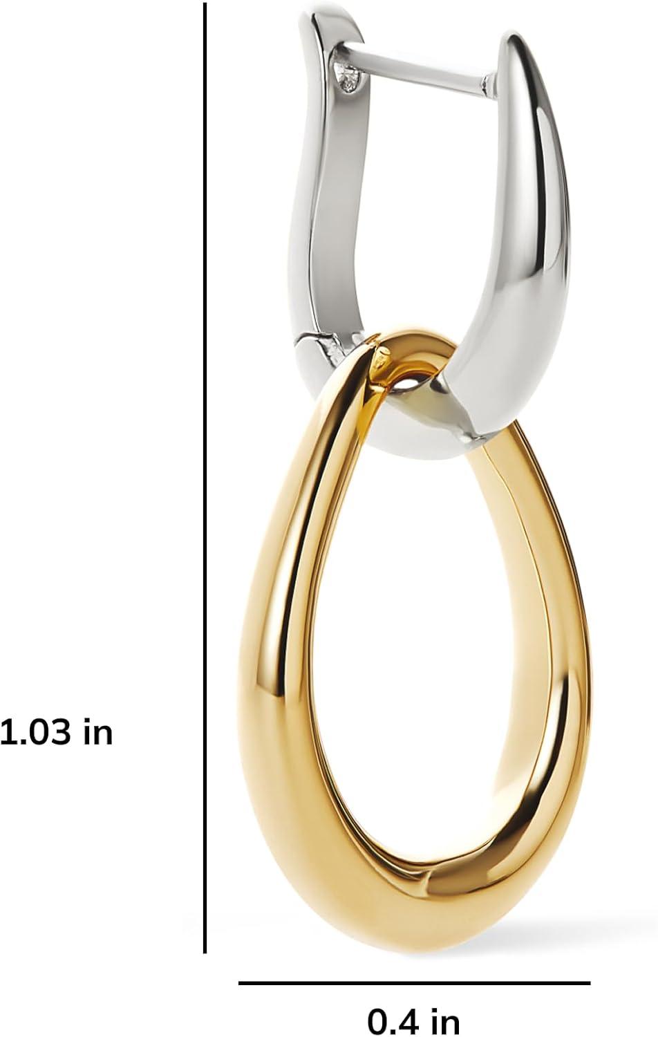 imageAna Luisa Sage Drop Earrings for Women 14K Gold Plated and Silver Two Tone Dangle Hoops Assorted Styles Small Gold Double Hoop Earrings Lightweight Hypoallergenic TarnishFree JewelryTwo Tone