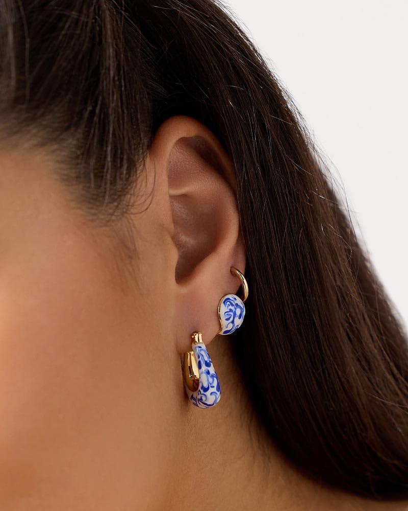 imageAna Luisa Sphere Hoop Earring Abby and Dakota Styles Womens Earrings Trendy 14K Gold Plated Silver Rhodium Plated wBlue Marble Mini Huggie Hoop Earrings for Women Hypoallergenic amp TarnishFreeThe Dakota Blue Marble