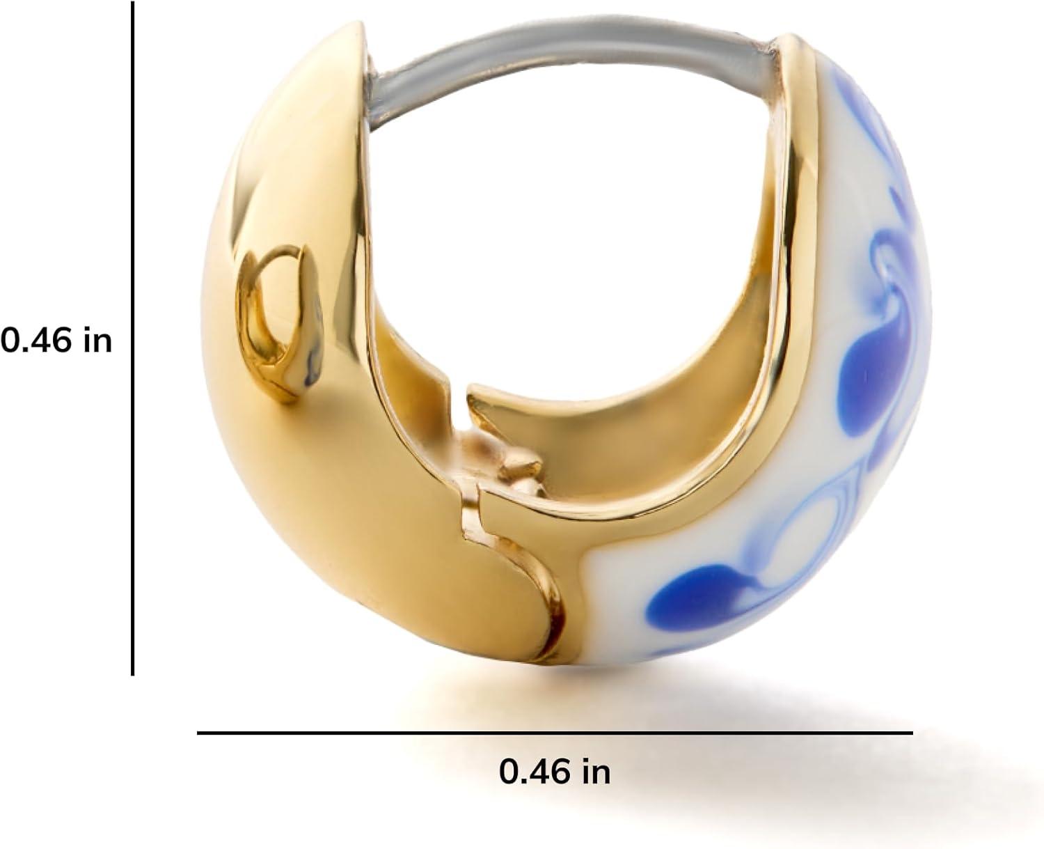 imageAna Luisa Sphere Hoop Earring Abby and Dakota Styles Womens Earrings Trendy 14K Gold Plated Silver Rhodium Plated wBlue Marble Mini Huggie Hoop Earrings for Women Hypoallergenic amp TarnishFreeThe AbbyBlue Marble