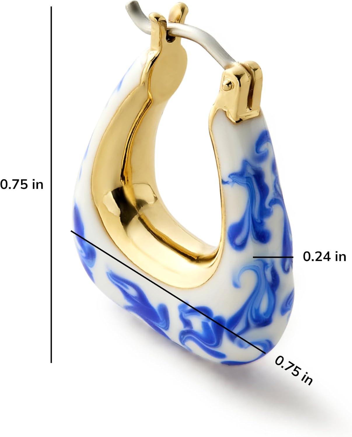 imageAna Luisa Sphere Hoop Earring Abby and Dakota Styles Womens Earrings Trendy 14K Gold Plated Silver Rhodium Plated wBlue Marble Mini Huggie Hoop Earrings for Women Hypoallergenic amp TarnishFreeThe Dakota Blue Marble