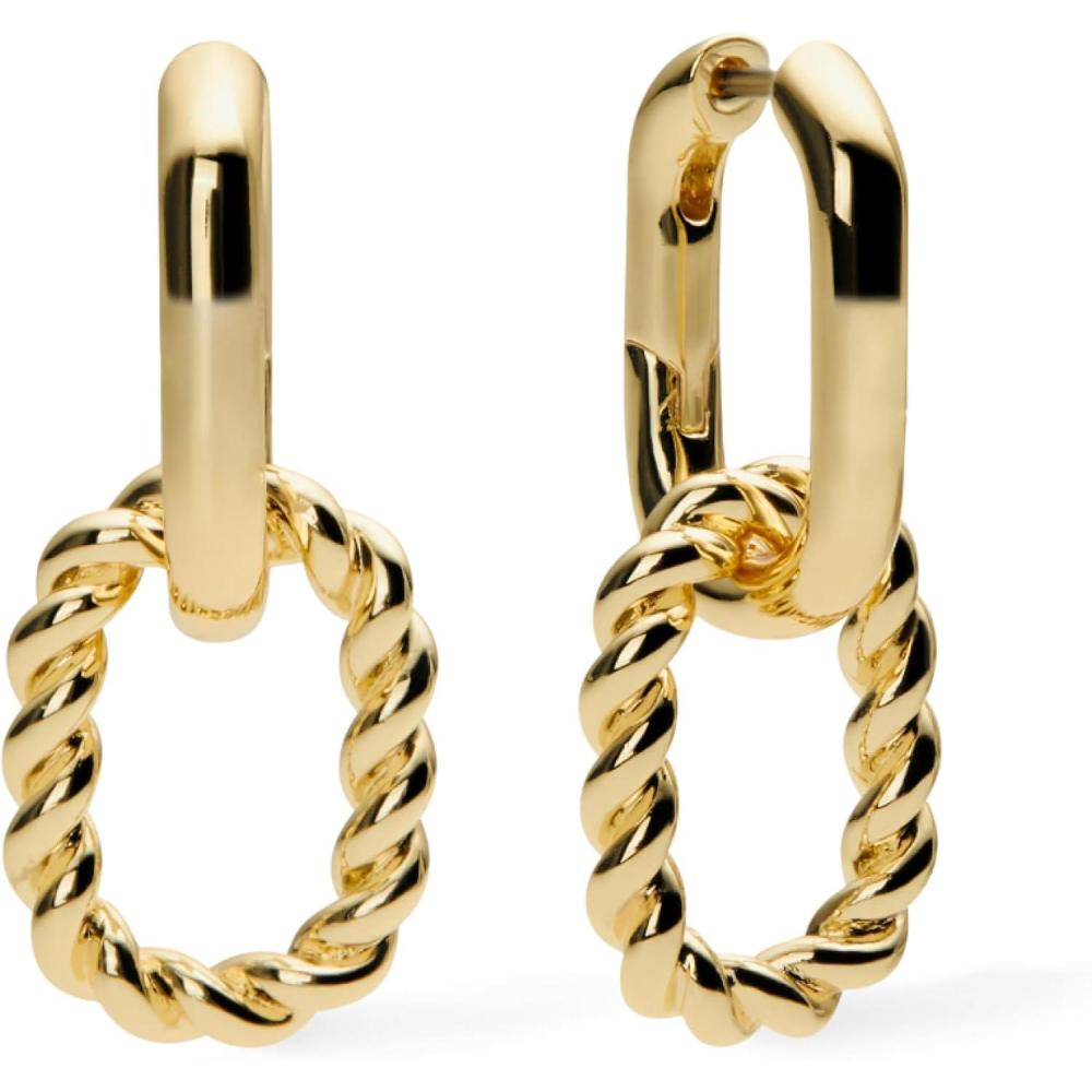 imageAna Luisa Ash Double Hoop Earrings for Women 14K Gold Plated Silver amp TwoTone Drop Dangle Hoop Earring Trendy Paperclip Link Huggie Hoop Hypoallergenic WaterResistant amp TarnishFree JewelryGold Twisted
