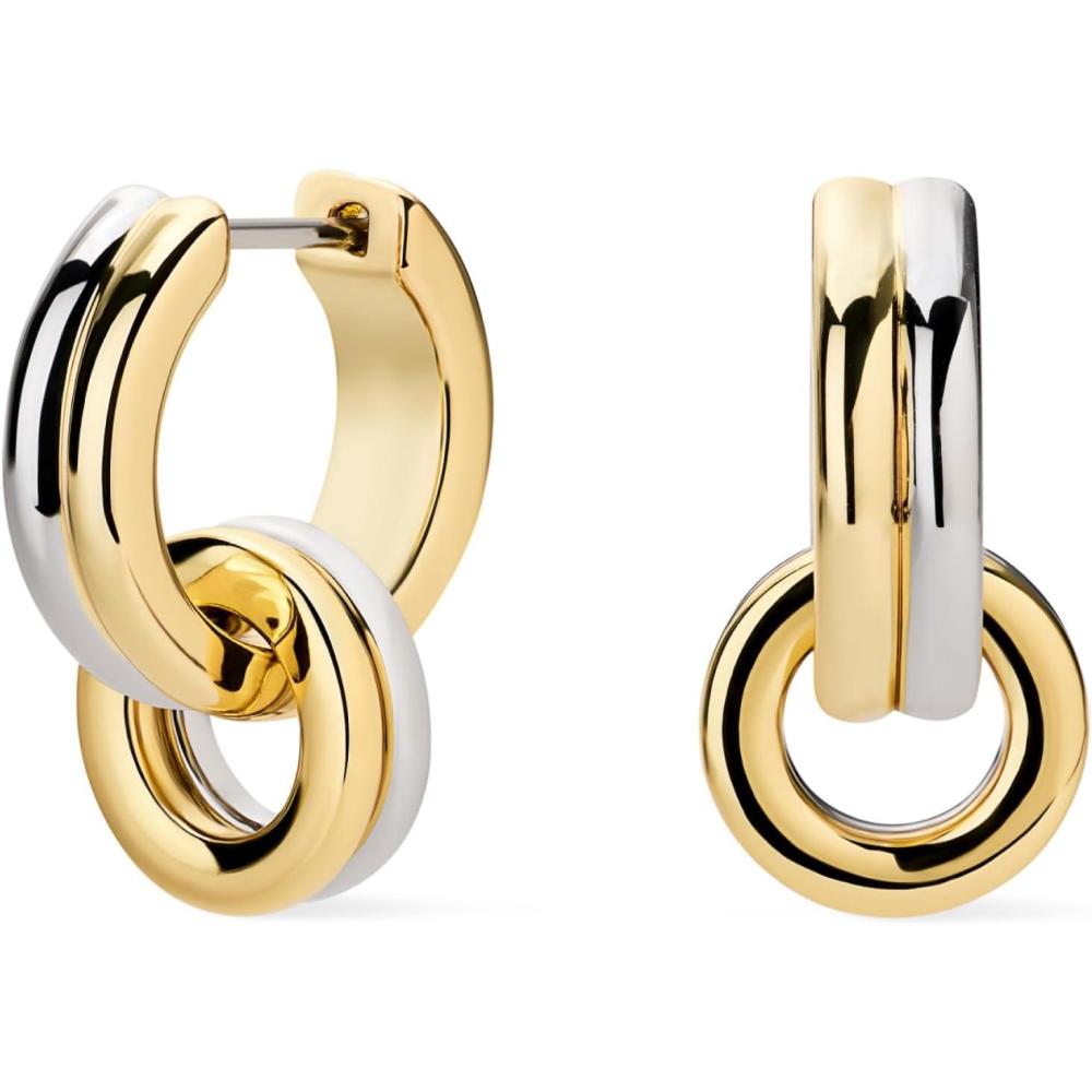 imageAna Luisa Asher Small Huggie Hoop Earrings for Women 14K Gold Plated Silver Rhodium Plated and Two Tone Styles Hypoallergenic TarnishFree Ana Luisa Jewelry Stylish Gold Hoop EarringsDrop Earring Two Tone