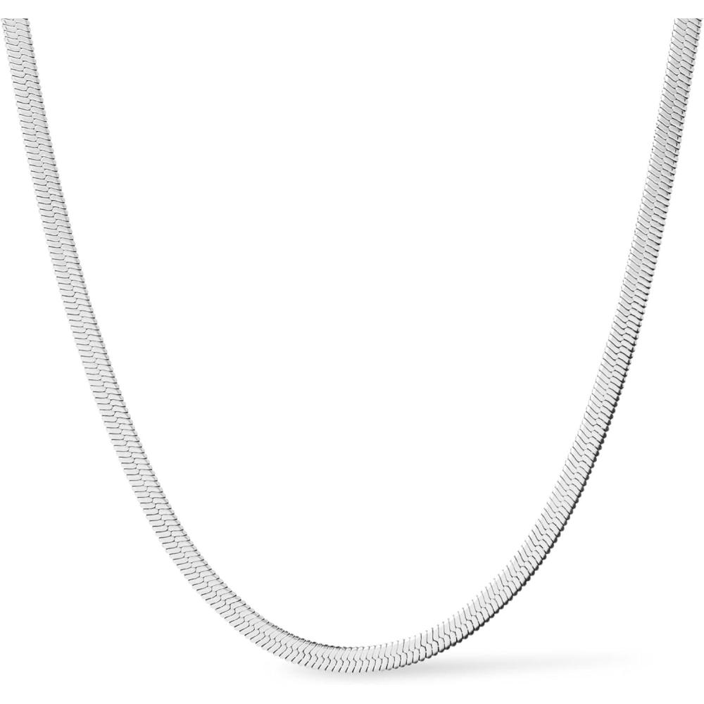 imageAna Luisa Jewelry Gold Plated Chain Necklaces for Women  Assorted 14K Gold Plated Styles Hypoallergenic Jewelry  Dainty Layering amp Trendy Necklace Styles with Herringbone amp Paperclip DesignsHerringbone Small  Silver