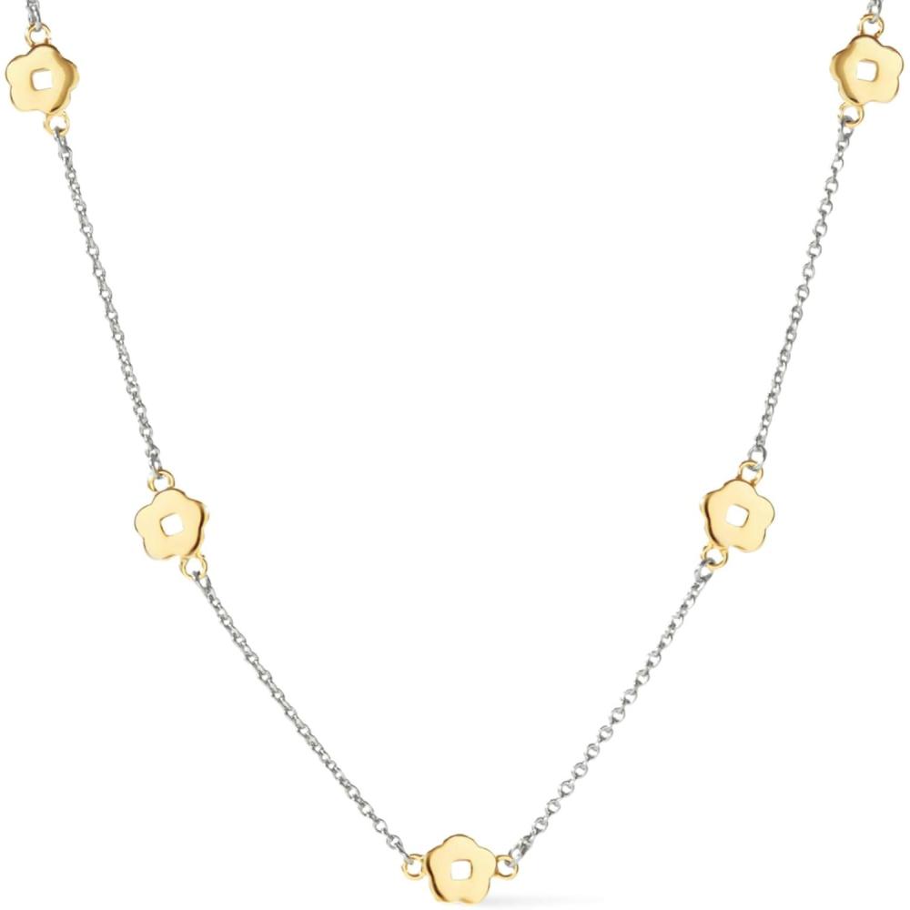 imageAna Luisa Jewelry Gold Plated Chain Necklaces for Women Assorted 14K Gold Plated Styles Hypoallergenic Jewelry Dainty Layering amp Trendy Necklace Styles with Herringbone amp Paperclip DesignsFlower Two Tone