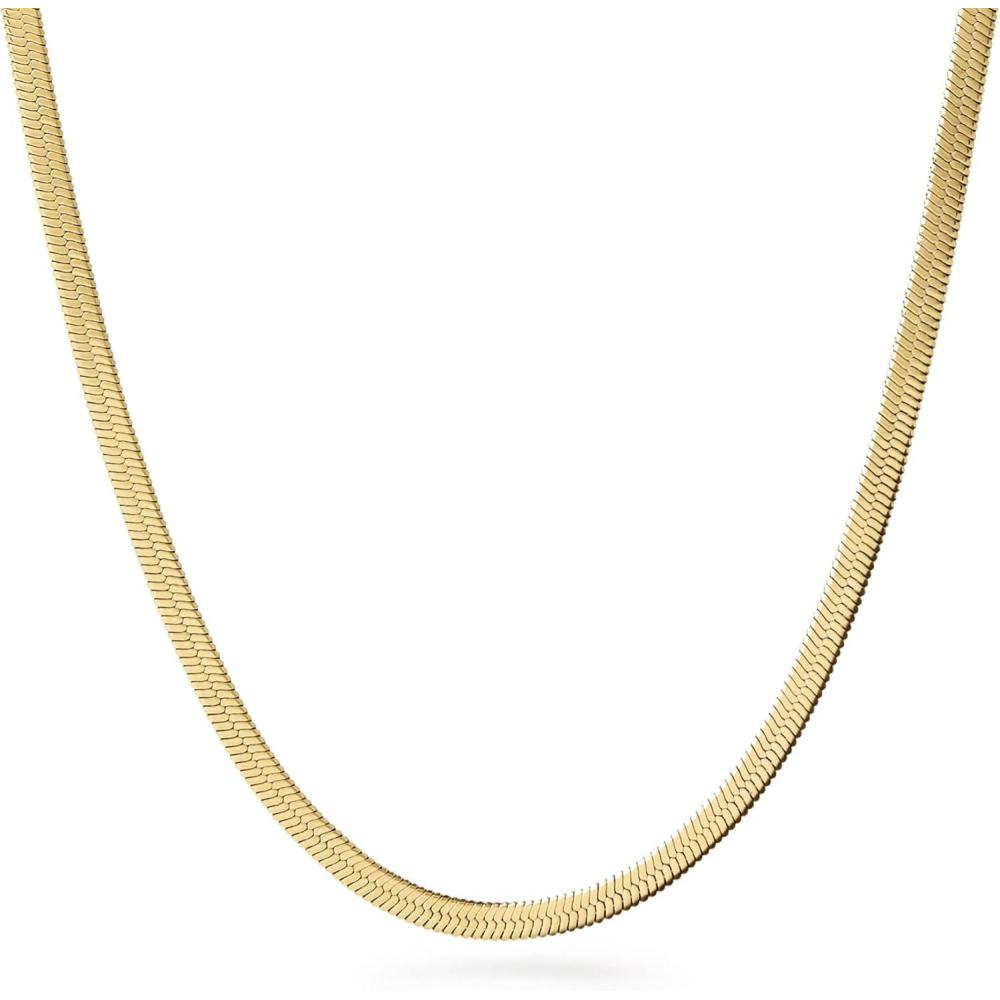 imageAna Luisa Jewelry Gold Plated Chain Necklaces for Women Assorted 14K Gold Plated Styles Hypoallergenic Jewelry Dainty Layering amp Trendy Necklace Styles with Herringbone amp Paperclip DesignsHerringbone Small