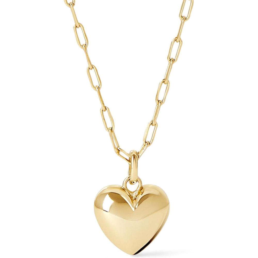 imageAna Luisa Lev Puffy Heart Necklace for Women  Paperclip Chain w 14K Gold Plated amp Silver Rhodium Plated Small Puffed Heart Pendant  Hypoallergenic WaterResistant TarnishFree JewelryPaperclip Chain  Gold