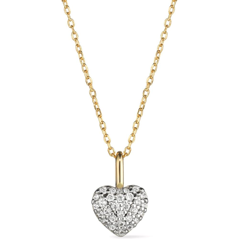 imageAna Luisa Lev Puffy Heart Necklace for Women  Paperclip Chain w 14K Gold Plated amp Silver Rhodium Plated Small Puffed Heart Pendant  Hypoallergenic WaterResistant TarnishFree JewelryCubic Zirconia