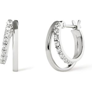Ana Luisa Double Hoop Earrings for Women – 14K Gold Plated & Silver Rhodium Huggie Hoops – Hypoallergenic, Water-Resistant, Tarnish-Free, Small, Dainty & Trendy Two Hoop Earring Styles(Silver Cubic Zirconia)