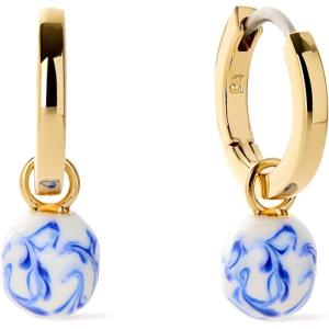 Ana Luisa Frida Pearl Jewelry Huggie Hoops – Medium & Small 14K Gold Plated & Silver Rhodium Plated Drop Hoop Earrings with Freshwater Pearls – 2-in-1 Hypoallergenic Water-Resistant, Tarnish-Free Hoop(Marble Blue)