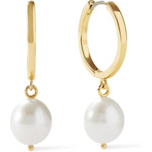 Ana Luisa Frida Pearl Jewelry Huggie Hoops – Medium & Small 14K Gold Plated & Silver Rhodium Plated Drop Hoop Earrings with Freshwater Pearls – 2-in-1 Hypoallergenic Water-Resistant, Tarnish-Free Hoop(Gold Pearl)
