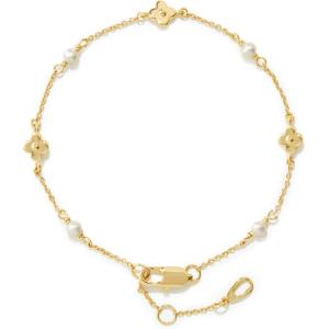 Ana Luisa Gold Bracelets for Women – 14K Gold Plated Dainty Chain w/Pearl, Heart & Flower, Cuff Bracelet Styles – Hypoallergenic Water-Resistant Tarnish-Free Jewelry – Adjustable Bracelets for Women(Hannah Flower)