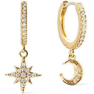 Ana Luisa Huggie Hoop Earrings – Solitaire Pendant Charm Earring – Dainty Hoop Earrings in 14K Gold Plated & Silver Rhodium Plated – Hypoallergenic, Water-Resistant, and Tarnish-Free – Gifts for Women(Gold Crescent Moon)