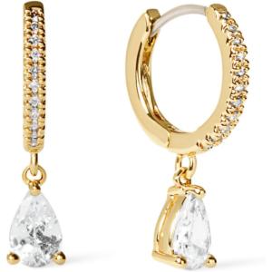 Ana Luisa Huggie Hoop Earrings – Solitaire Pendant Charm Earring – Dainty Hoop Earrings in 14K Gold Plated & Silver Rhodium Plated – Hypoallergenic, Water-Resistant, and Tarnish-Free – Gifts for Women(Gold Solitaire)