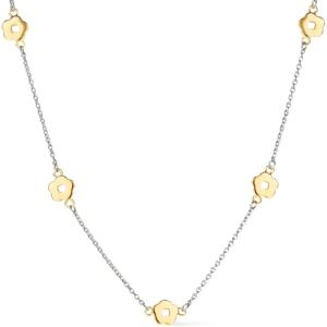Ana Luisa Jewelry Gold Plated Chain Necklaces for Women – Assorted 14K Gold Plated Styles, Hypoallergenic Jewelry – Dainty, Layering & Trendy Necklace Styles with Herringbone & Paperclip Designs(Flower – Two Tone)